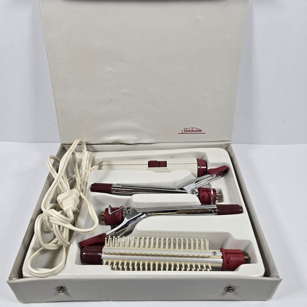 Vintage Sunbeam Curler‎ Styler Ensemble Sunbeam 54-19A With Case 1984